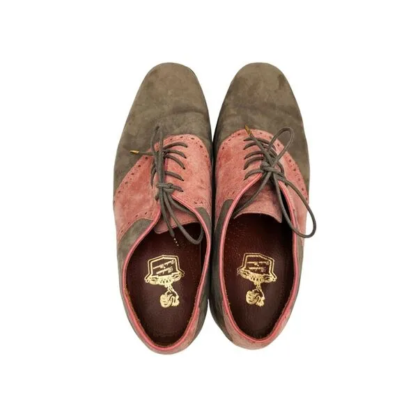 Florsheim Dress Shoes Mens Size 11.5 Saddle Oxford Suede Pink Gray Duckie Brown