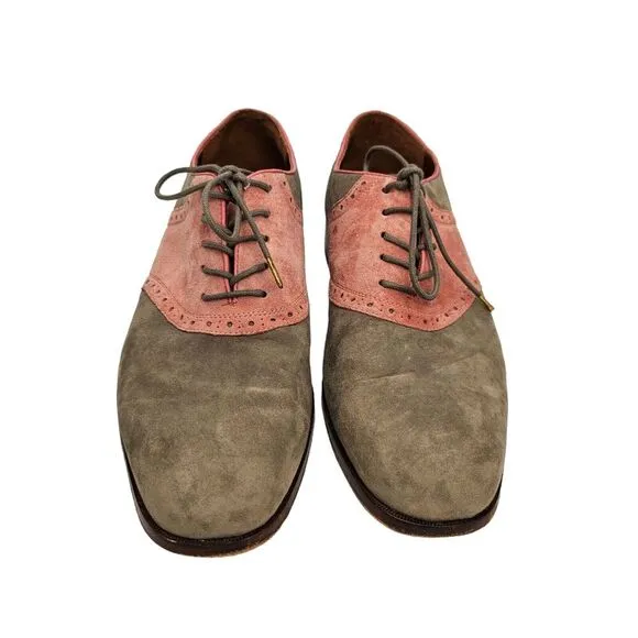 Florsheim Dress Shoes Mens Size 11.5 Saddle Oxford Suede Pink Gray Duckie Brown