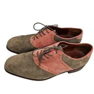 Florsheim Dress Shoes Mens Size 11.5 Saddle Oxford Suede Pink Gray Duckie Brown