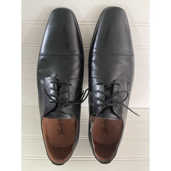 Florsheim Mens Jackson Black Leather Cap Toe Lace-Up Oxford Dress Shoes Size 12D