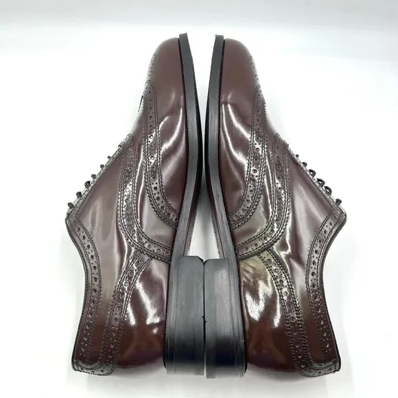 Florsheim Mens Size 8 Lexington Burgundy Leather Brogue Wingtip Oxford Shoes