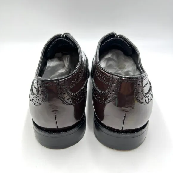 Florsheim Mens Size 8 Lexington Burgundy Leather Brogue Wingtip Oxford Shoes