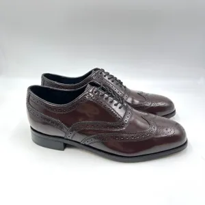 Florsheim Mens Size 8 Lexington Burgundy Leather Brogue Wingtip Oxford Shoes
