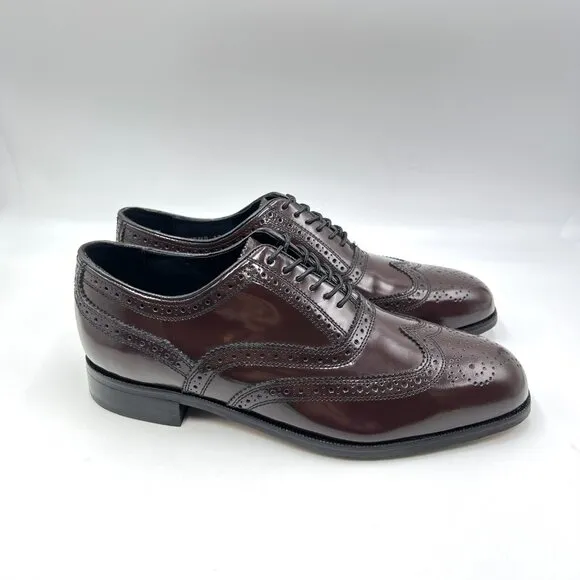 Florsheim Mens Size 8 Lexington Burgundy Leather Brogue Wingtip Oxford Shoes
