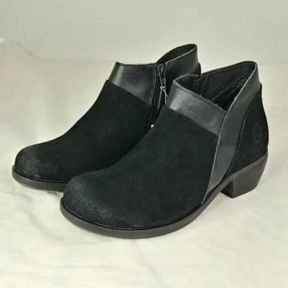 Fly London Black Suede Meba Ankle Boot Size 37