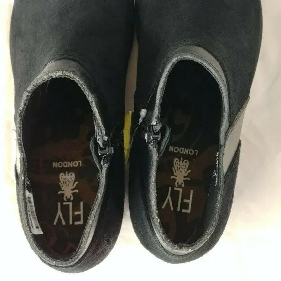 Fly London Black Suede Meba Ankle Boot Size 37