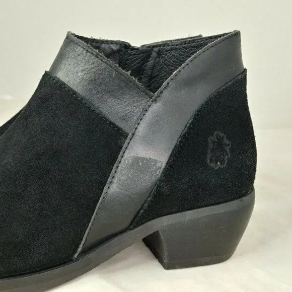 Fly London Black Suede Meba Ankle Boot Size 37