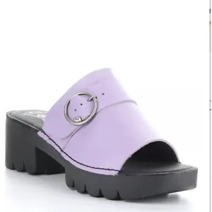 Fly London Leather chunky platform sandals, Eple Violet, Size 40