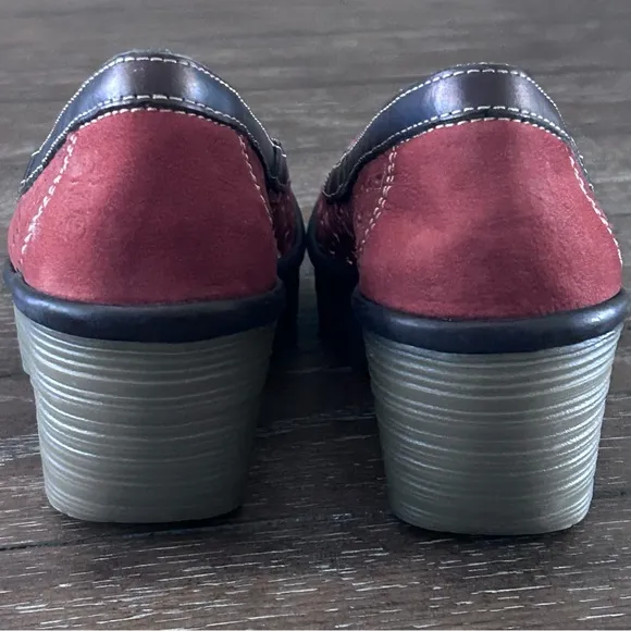 Fly London Shoes 37/7 Yika Perforated Wedges Brick Suede Leather NWOB