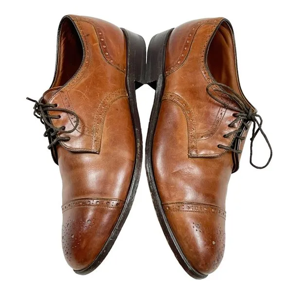 FOOTJOY Classics Mens Casual Dress Shoes Brown Leather Lace Up Cap Toe Oxford 9C