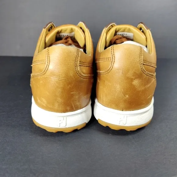 FootJoy FJ Brown Spikeless Leather Golf Sneakers Shoes Model 54514 Mens Size 10W