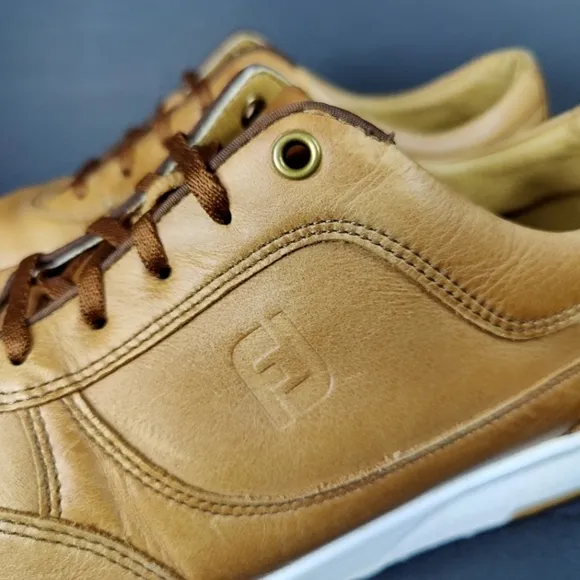 FootJoy FJ Brown Spikeless Leather Golf Sneakers Shoes Model 54514 Mens Size 10W