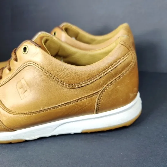 FootJoy FJ Brown Spikeless Leather Golf Sneakers Shoes Model 54514 Mens Size 10W