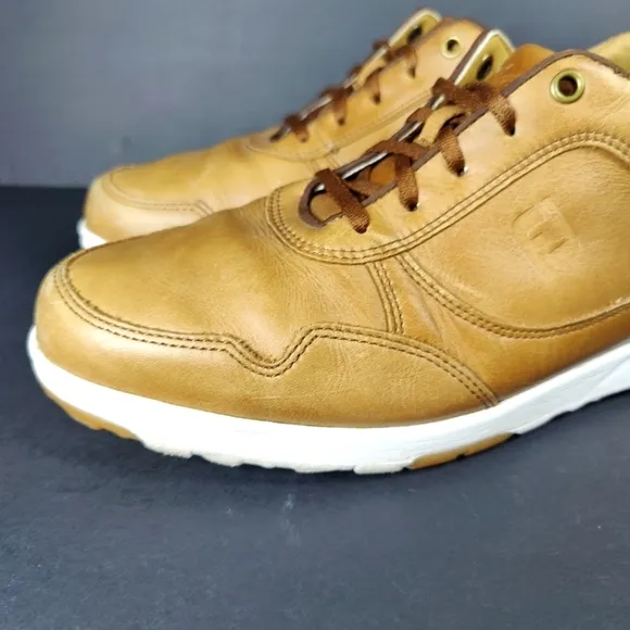 FootJoy FJ Brown Spikeless Leather Golf Sneakers Shoes Model 54514 Mens Size 10W