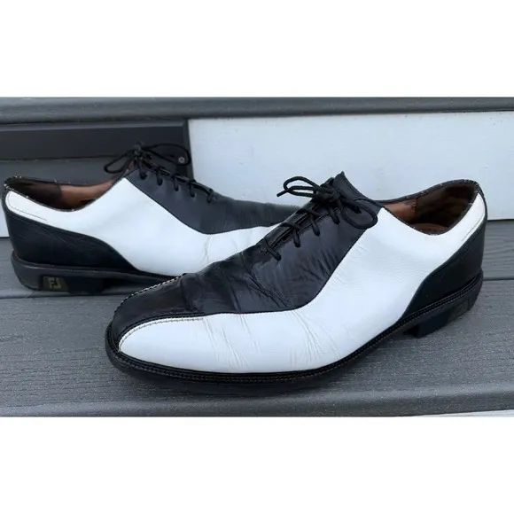 FootJoy FJ ICON‎ Golf Shoes Mens 12M Black/White Athletic Full-Grain Leather
