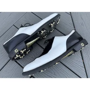 FootJoy FJ ICON‎ Golf Shoes Mens 12M Black/White Athletic Full-Grain Leather