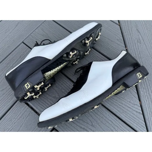 FootJoy FJ ICON‎ Golf Shoes Mens 12M Black/White Athletic Full-Grain Leather