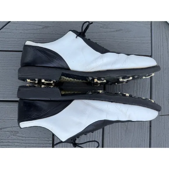 FootJoy FJ ICON‎ Golf Shoes Mens 12M Black/White Athletic Full-Grain Leather