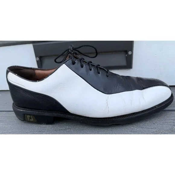 FootJoy FJ ICON‎ Golf Shoes Mens 12M Black/White Athletic Full-Grain Leather