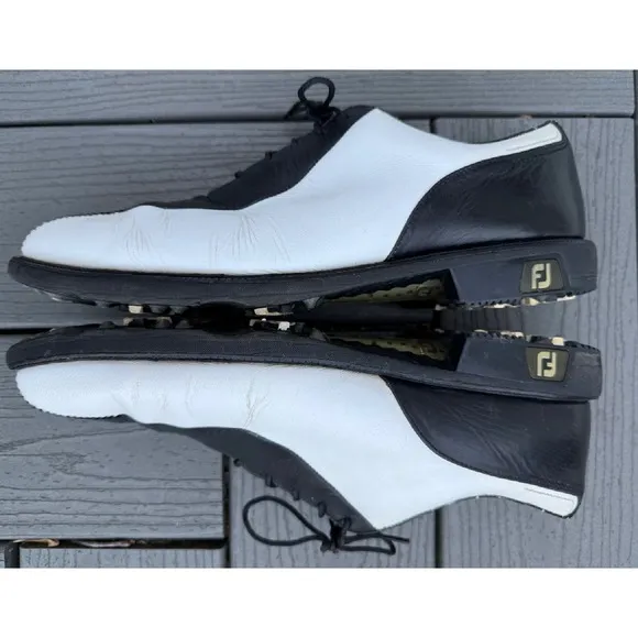 FootJoy FJ ICON‎ Golf Shoes Mens 12M Black/White Athletic Full-Grain Leather