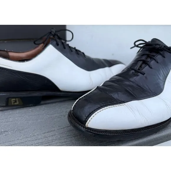 FootJoy FJ ICON‎ Golf Shoes Mens 12M Black/White Athletic Full-Grain Leather
