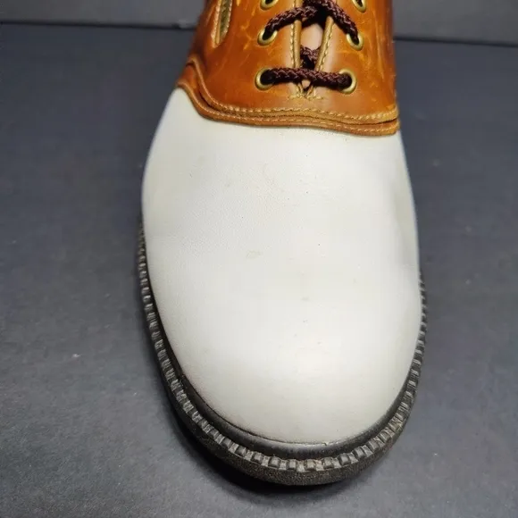 Footjoy Men’s Superlites White Tan Saddle Leather Golf Shoes Size 9W
