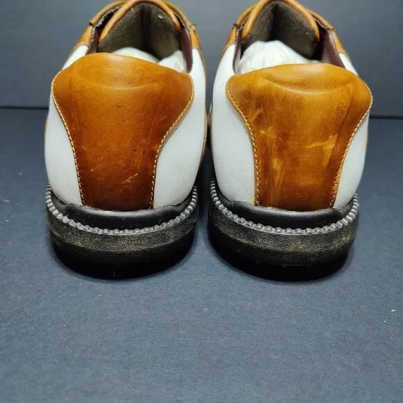 Footjoy Men’s Superlites White Tan Saddle Leather Golf Shoes Size 9W