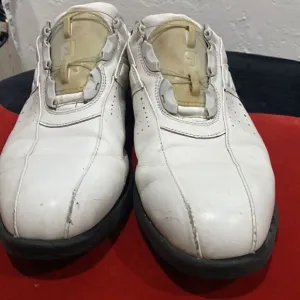 Footjoy Reelfit Men's White w/White Leather Golf Shoes #53843 Mens Size 9.5M