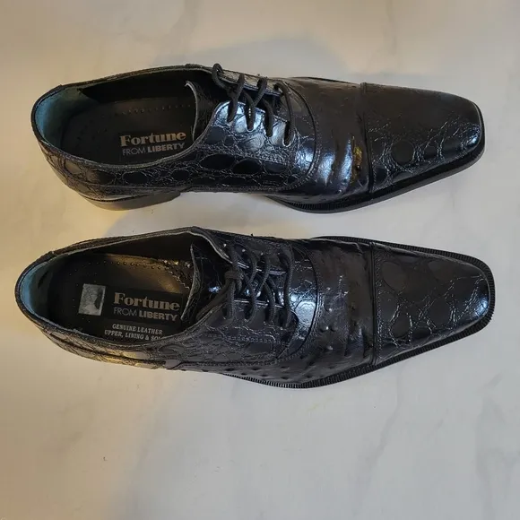 Fortune From Liberty Men's Genuine Leather, Oxford Dress Shoes, 9.5, Black