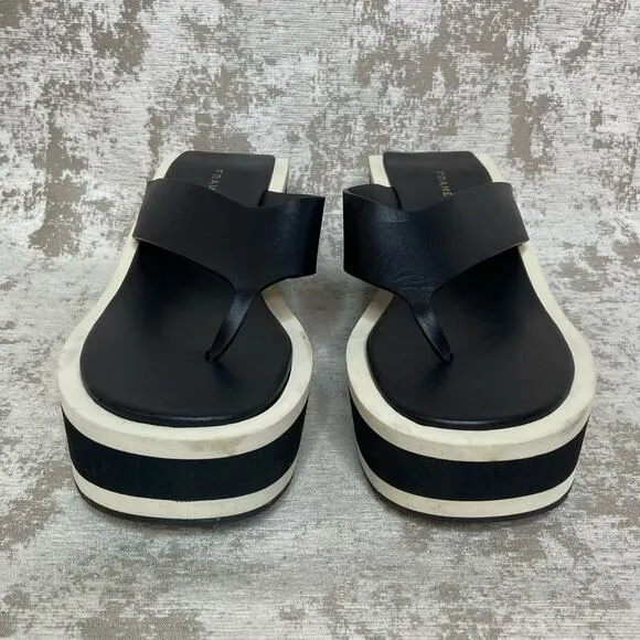 Frame Le Ocean Platform Wedge Leather Sandals in Noir Multi