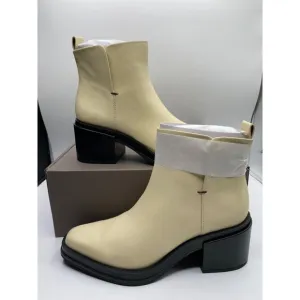 Franco Sarto Women's Cream Zipper Leather Dalden Booties Shoes Size 8.5M NIB
