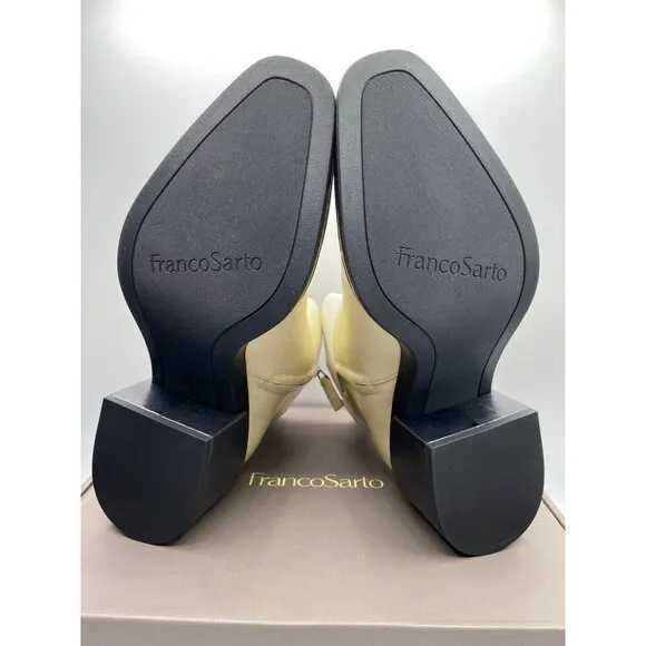 Franco Sarto Women's Cream Zipper Leather Dalden Booties Shoes Size 8.5M NIB
