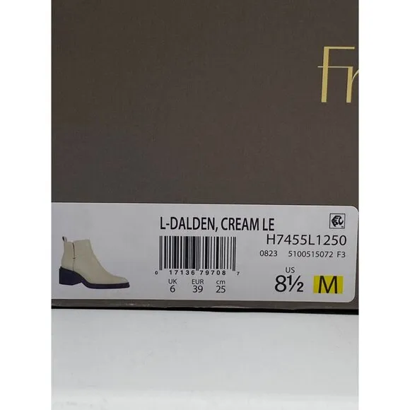 Franco Sarto Women's Cream Zipper Leather Dalden Booties Shoes Size 8.5M NIB