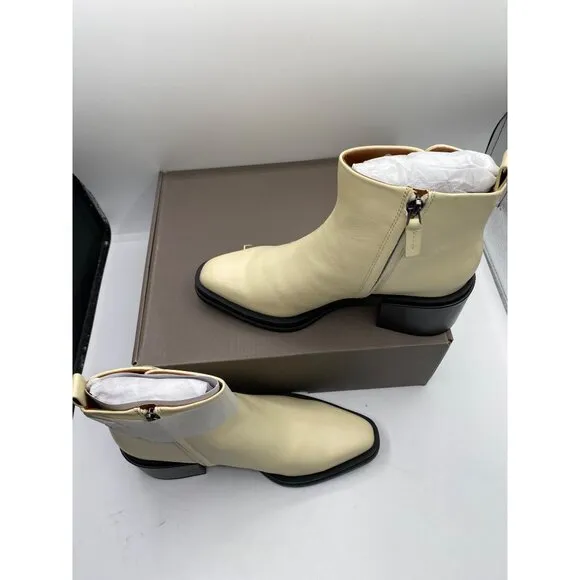 Franco Sarto Women's Cream Zipper Leather Dalden Booties Shoes Size 8.5M NIB