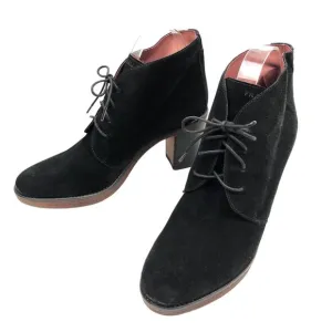 Frau Black Suede Leather Lace Up Ankle Boots Booties Block Heel 41 Made in Italy