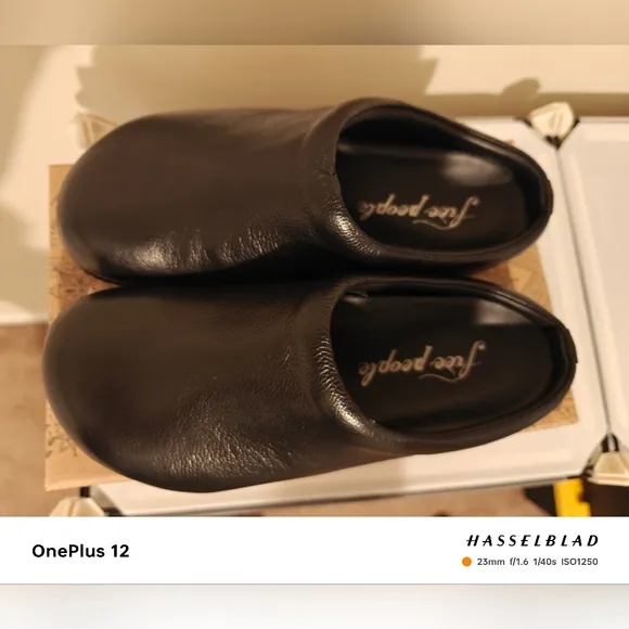 Free People Cambria Leather Footbed Clog Black EU 37 (US Women's 6.5)