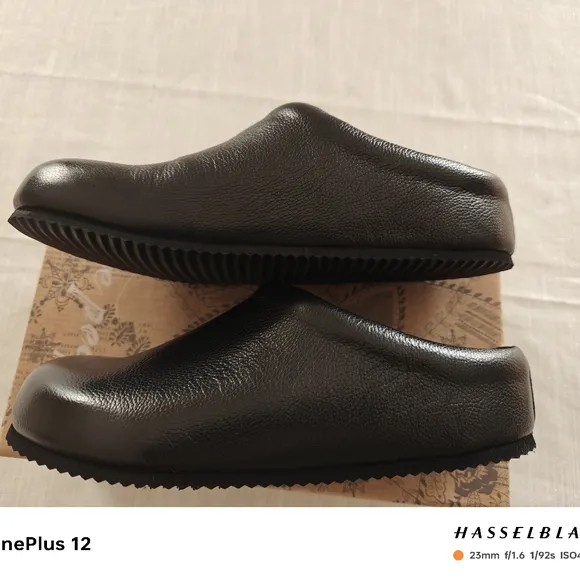 Free People Cambria Leather Footbed Clog Black EU 37 (US Women's 6.5)