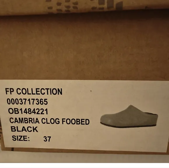 Free People Cambria Leather Footbed Clog Black EU 37 (US Women's 6.5)