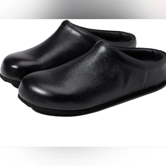 Free People Cambria Leather Footbed Clog Black EU 37 (US Women's 6.5)