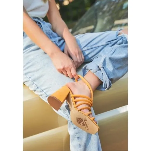 FREE PEOPLE Colette Cinched Block Heel Sandals EU 39/ US 9
