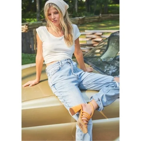 FREE PEOPLE Colette Cinched Block Heel Sandals EU 39/ US 9