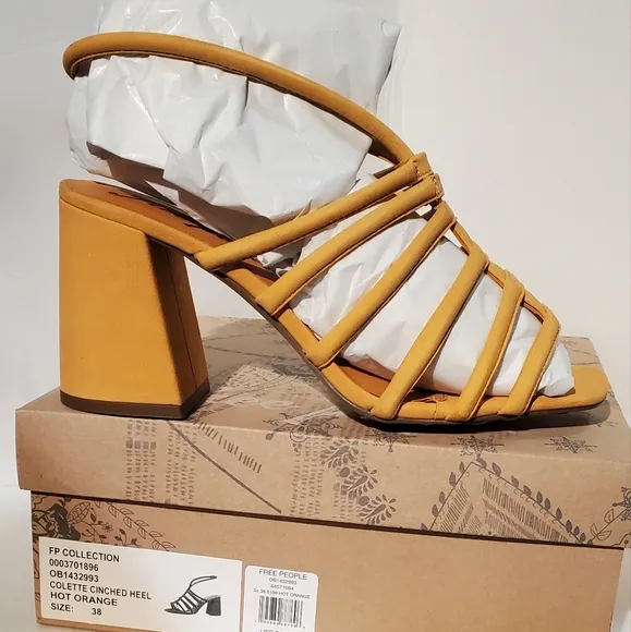 Free People Colette Sandal (Women's)Intense orange, Size 8, New with box