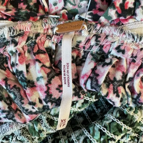 FREE PEOPLE | NEW! $128 One I Love Floral Ruffled Smocked Midi Dress, Size XS