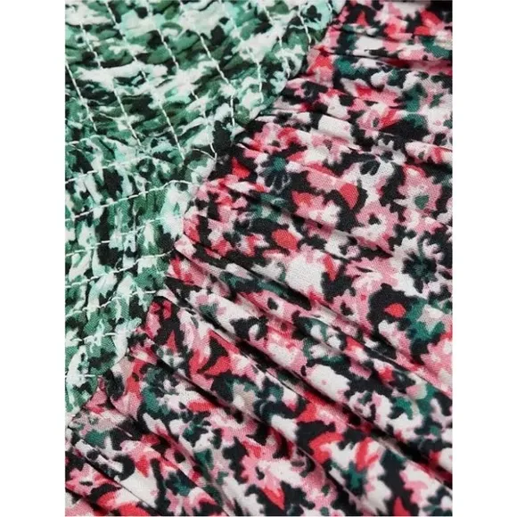 FREE PEOPLE | NEW! $128 One I Love Floral Ruffled Smocked Midi Dress, Size XS