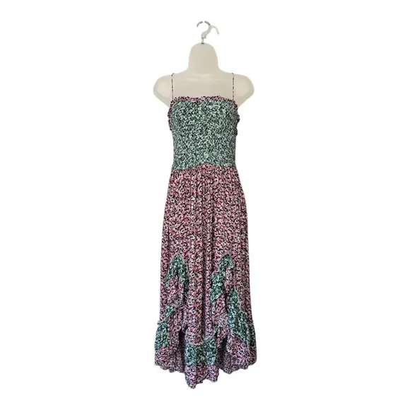 FREE PEOPLE | NEW! $128 One I Love Floral Ruffled Smocked Midi Dress, Size XS