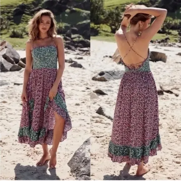 FREE PEOPLE | NEW! $128 One I Love Floral Ruffled Smocked Midi Dress, Size XS