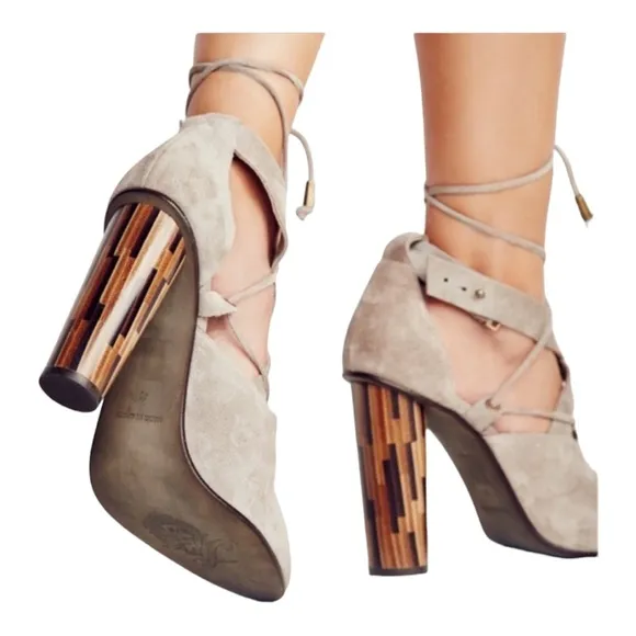 Free People Nouvella Wrap Suede Heels size 38