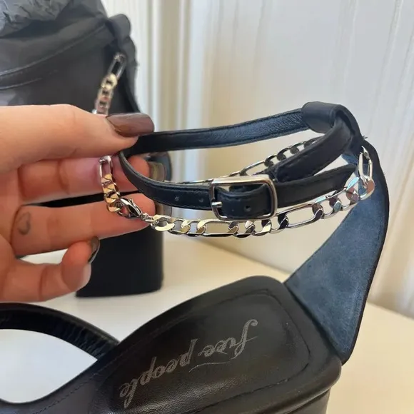 Free People Parker Chain Heel size 7.5 NEW in black womens shoes Y2K 90s