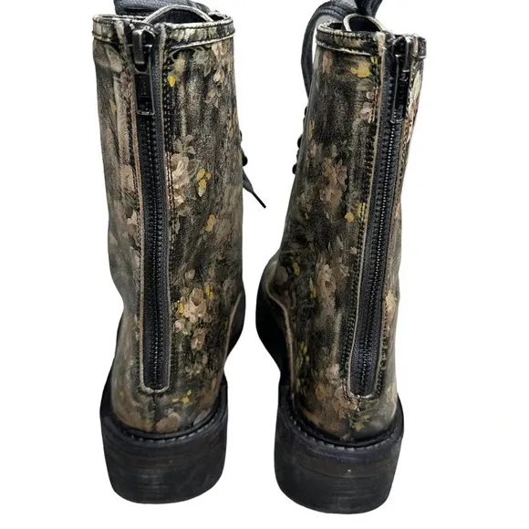 Free People Santa Fe Floral Print Combat Lace Up Boot  Sz: 7/37