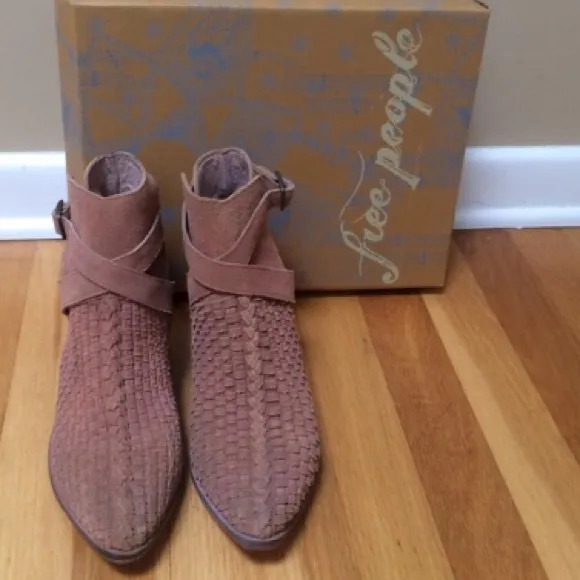 FREE PEOPLE Venture Woven Suede Ankle Booties